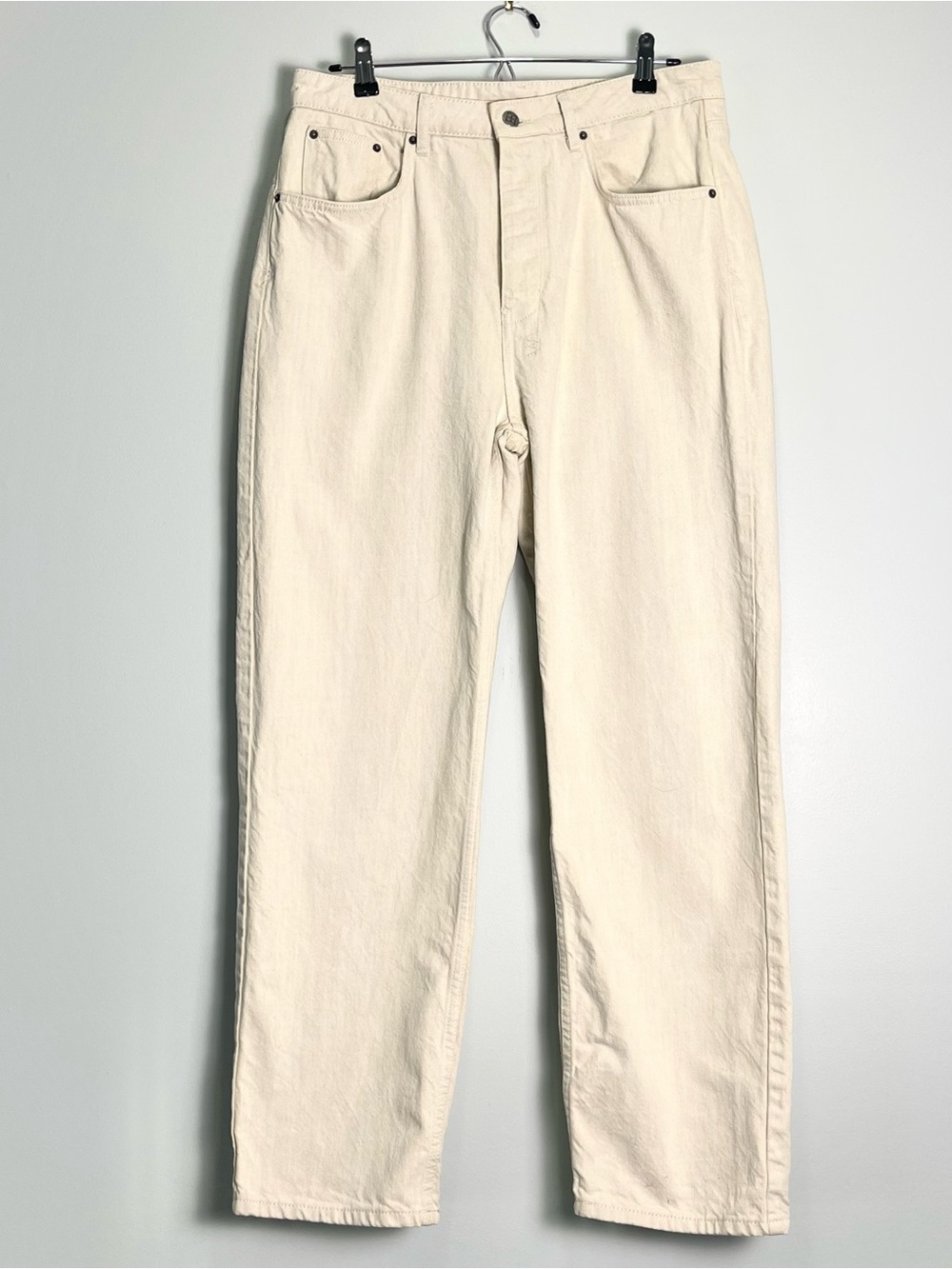 KSUBI Men's White Straight Fit Ecru Denim Jeans Button Fly Size 31